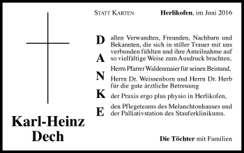 Traueranzeige von Karl-Heinz Dech