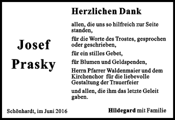 Traueranzeige von Josef Prasky von Gmünder Tagespost