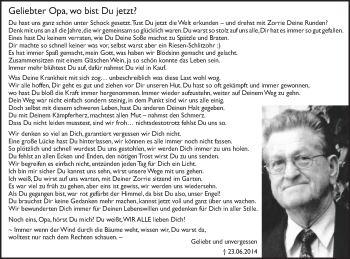 Traueranzeige von Opa  von Schwäbische Post