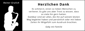 Traueranzeige von Rainer Grulich von Schwäbische Post
