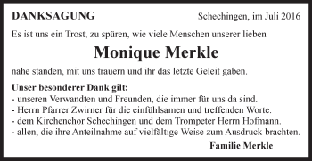Traueranzeige von Monique Merkle von Gmünder Tagespost
