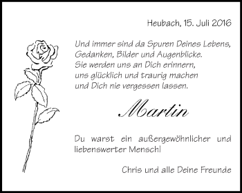 Traueranzeige von Martin Blum von Schwäbische Post