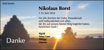 Traueranzeige von Nikolaus Borst von Schwäbische Post