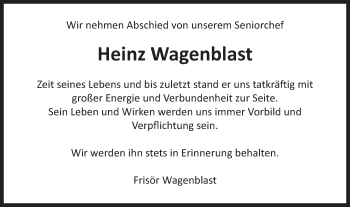 Traueranzeige von Heinz Wagenblast