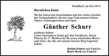 Traueranzeige von Günther Schurr von Gmünder Tagespost