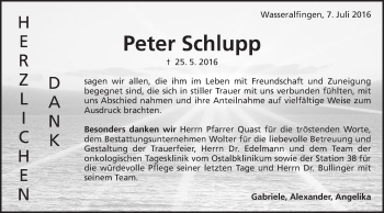 Traueranzeige von Peter Schlupp von Schwäbische Post