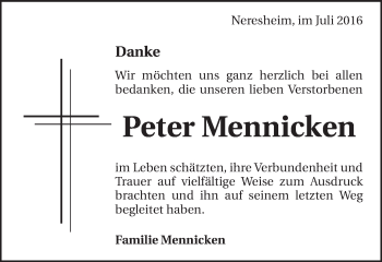 Traueranzeige von Peter Mennicken von Schwäbische Post