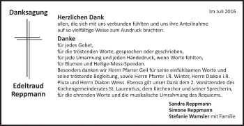 Traueranzeige von Edeltraud Reppmann von Gmünder Tagespost