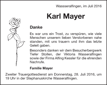 Traueranzeige von Karl Mayer von Schwäbische Post