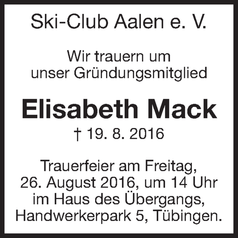 Traueranzeigen Von Elisabeth Mack Ostalbtrauer