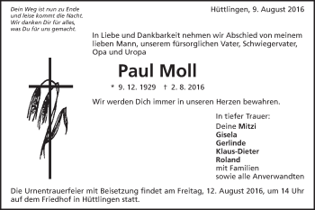 Traueranzeige von Paul Moll von Schwäbische Post