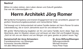 Traueranzeige von Jörg Romer von Schwäbische Post