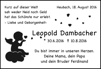 Traueranzeige von Leopold Dambacher von Gmünder Tagespost