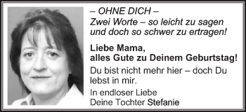 Traueranzeige von Mama  von Schwäbische Post