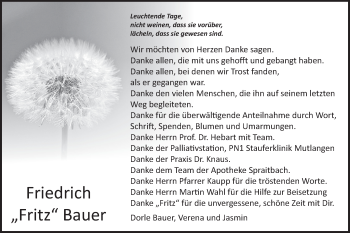 Traueranzeige von Friedrich Bauer von Gmünder Tagespost