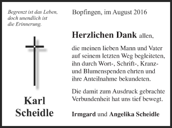 Traueranzeige von Karl Scheidle von Schwäbische Post