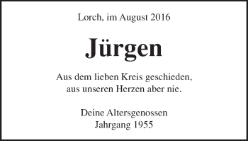 Traueranzeige von Jürgen Frey von Gmünder Tagespost