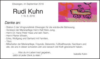 Traueranzeige von Rudi Kuhn von Schwäbische Post