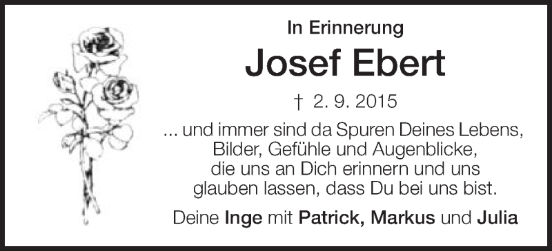  Traueranzeige für Josef Ebert vom 02.09.2016 aus Schwäbische Post