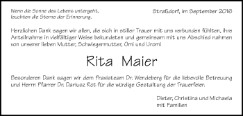 Traueranzeige von Rita Maier von Gmünder Tagespost