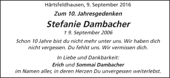 Traueranzeige von Stefanie Dambacher von Schwäbische Post