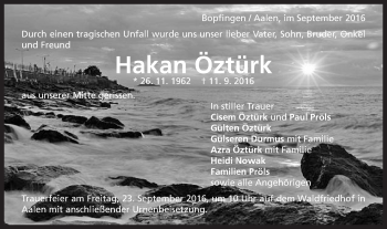 Traueranzeige von Hakan Öztürk von Schwäbische Post