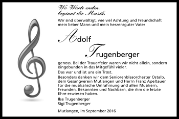 Traueranzeige von Adolf Trugenberger von Gmünder Tagespost