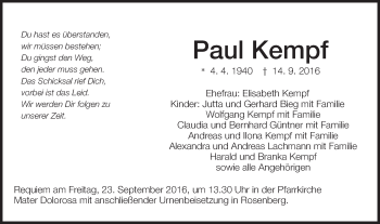 Traueranzeige von Paul Kempf von Schwäbische Post