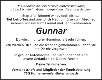 Traueranzeige von Gunnar Stuba von Schwäbische Post