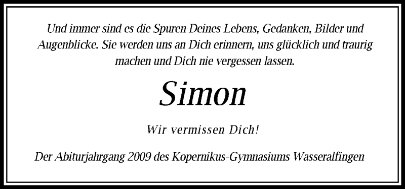  Traueranzeige für Simon Ebert vom 30.09.2016 aus Schwäbische Post