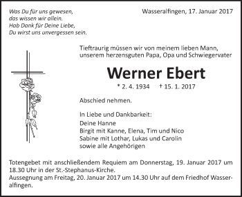 Traueranzeige von Werner Ebert von Schwäbische Post