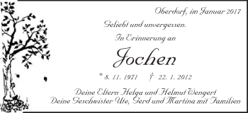 Traueranzeige von Jochen  von Schwäbische Post