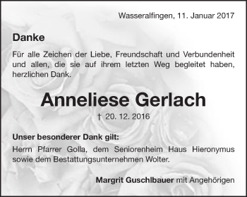 Traueranzeige von Anneliese Gerlach von Schwäbische Post