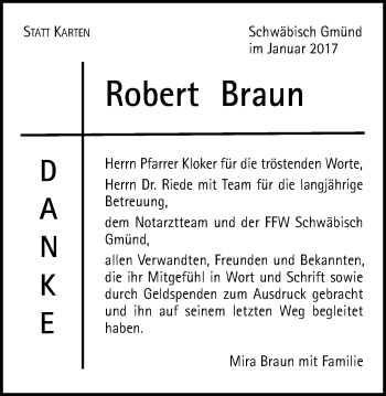 Traueranzeige von Robert Braun