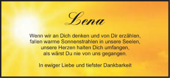 Traueranzeige von Lena  von Schwäbische Post
