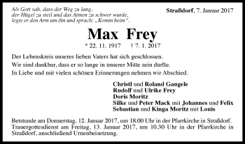 Traueranzeige von Max Frey von Gmünder Tagespost