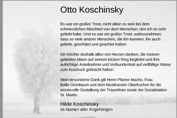 Traueranzeige von Otto Koschinsky von Schwäbische Post