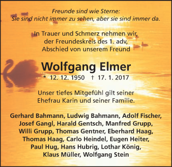 Traueranzeige von Wolfgang Elmer von Amtsblatt_Oko