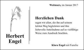 Traueranzeige von Herbert Engel  von Gmünder Tagespost