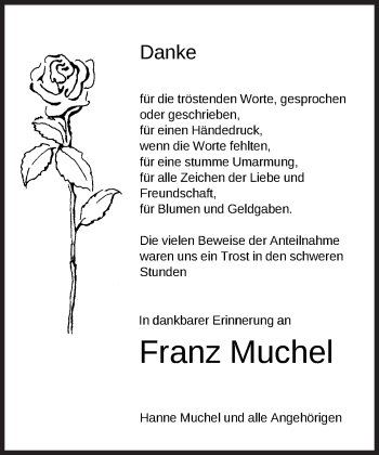 Traueranzeige von Franz Muchel von Schwäbische Post