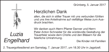Traueranzeige von Luzia Engelhard von Schwäbische Post