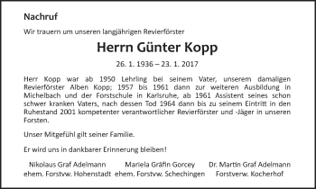 Traueranzeige von Günter Kopp von Schwäbische Post