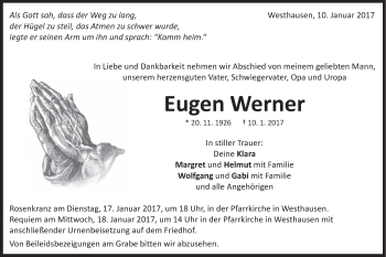 Traueranzeige von Eugen Werner von Schwäbische Post