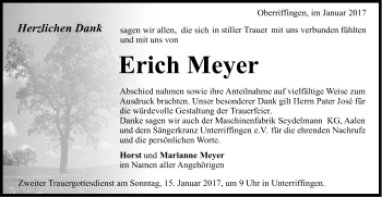 Traueranzeige von Erich Meyer von Schwäbische Post