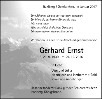 Traueranzeige von Gerhard Ernst von Schwäbische Post
