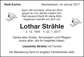 Traueranzeige von Lothar Strähle von Schwäbische Post