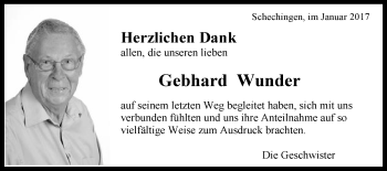 Traueranzeige von Gebhard Wunder