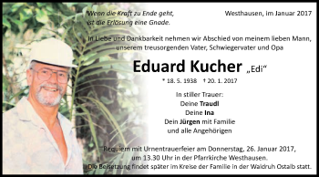 Traueranzeige von Eduard Kucher von Schwäbische Post