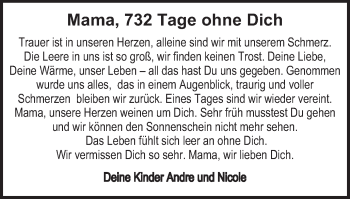 Traueranzeige von Mama  von Bopfinger Stadtanzeiger