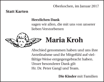 Traueranzeige von Maria Kroh von Amtsblatt_Oko